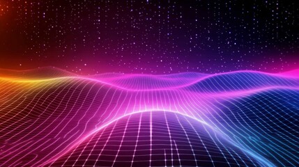 Digital-themed graph background with light neon grid lines and abstract geometric shapes