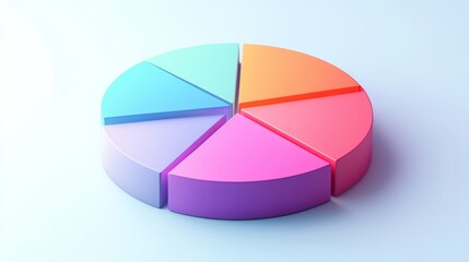 Obraz premium Elegant D pie chart with bold parts, soft shadows, and clear data labels