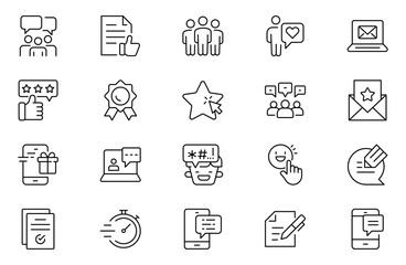 Feedback line icon set, outline web icon collection containing Reviews, Surveys, Customer Opinions, and more, Vector illustration in line style.
