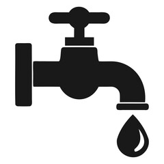 Silhouette Vector of Faucet and Water Drop Isolated on Transparent Background