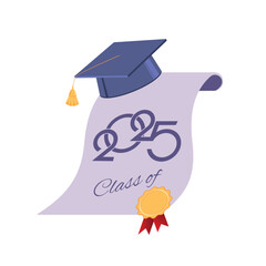 Class of 2025. Congratulations graduates design concept. Graduating cap and 2025 number against white background. Design elements of greeting card, invitation