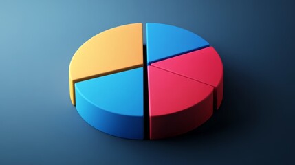 Obraz premium Simple D pie chart with subtle shadowing and clean part labels