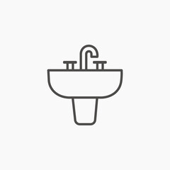 Bathroom sink icon Flat illustration sign. faucet symbol