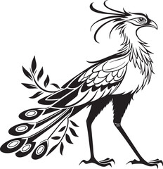 Obraz premium Secretary bird silhouette vector illustration