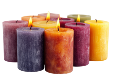 Warm autumn candles burning brightly creating a cozy and inviting atmosphere Soft light textured