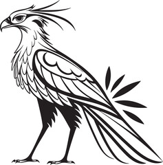 Secretary bird silhouette vector illustration