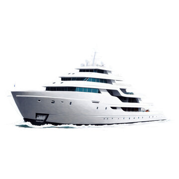 White Yacht PNG Image, Luxury Ship Illustration, Isolated Transparent