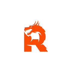 Initial Letter R Dragon Logo Design Vector