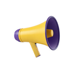 Yellow and purple megaphone isolated on transparent background