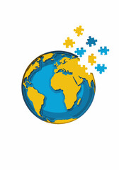 Earth Puzzle Pieces Representing Unity and Global Awareness  