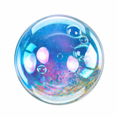Colorful Soap Bubble with Reflections and Sparkling Texture