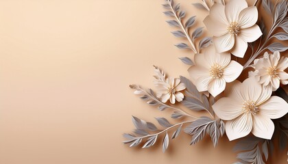 paper cut eglantine flower branches on pastel background wedding invitations greeting cards wallpaper background printing poster social ads banner