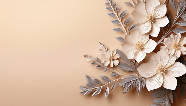 paper cut eglantine flower branches on pastel background wedding invitations greeting cards wallpaper background printing poster social ads banner