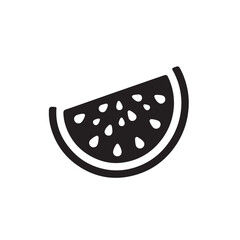 Watermelon Slice Silhouette with Rind Outline, Minimalist Vector