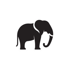 Elephant Silhouette Side Profile with Downward Trunk