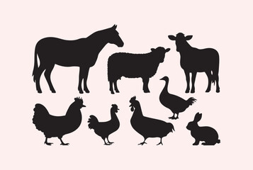 Silhouettes of Farm Animals