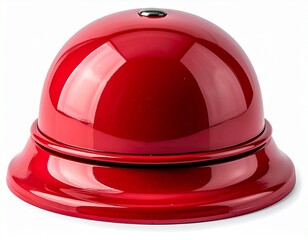 Fototapeta premium vibrant red service bell with a glossy metallic finish isolated on white background