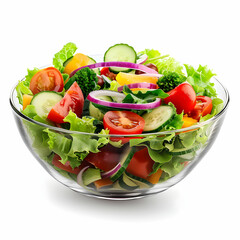 Fresh Colorful Salad with Mixed Vegetables in a Glass Bowl