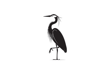 Elegant Black and White Heron Silhouette