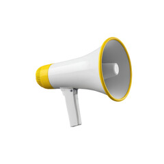 White and yellow megaphone isolated on transparent background