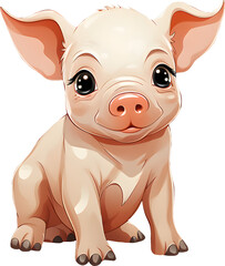 Naklejka premium Cute Sitting Baby Pig 