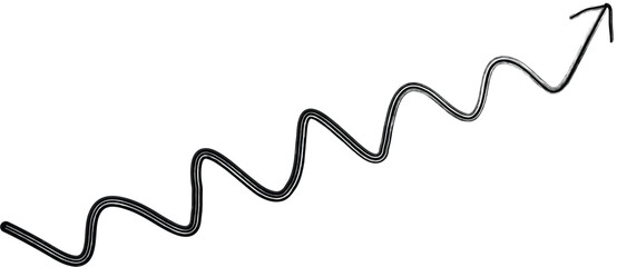 Hand Drawn Wavy Arrow Icon – Upward Zigzag Sketch Symbol for Growth, Direction, brush arrow, paint brush and Progress Design