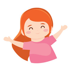 Laughing girl in pink tee. Vector