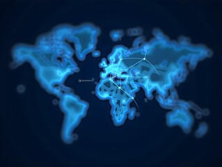 Global Network Connections - Digital World Map Visualization for Technology and Data Communication