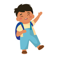 Smiling boy with backpack. Vector