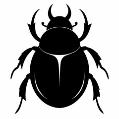 Flat Black Dung Beetle Vector Icon
