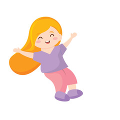 Blonde girl jumping happy. Vector