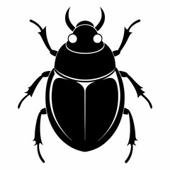 Flat Black Dung Beetle Vector Icon