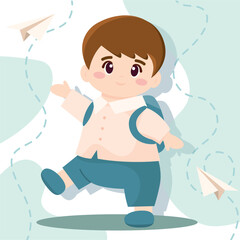 Little boy walking. Vector