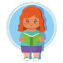 Girl reading book. Vector