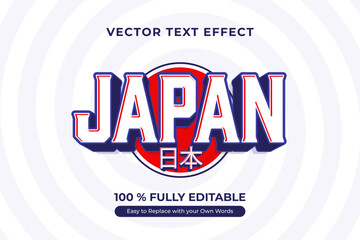 Japan, editable text effect vector with bold and minimalist design style