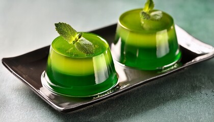 dual delight two styles of green jello dessert served in juicy elegance
