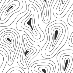 Thin curves lines. Monochrome abstract seamless pattern. Vector doodle graphic hand drawn illustration.