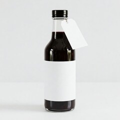 Elderberry Syrup in Amber Glass Bottle with Blank Label White Isolated Background
