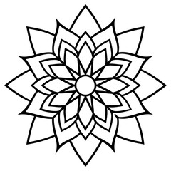 Floral Mandala Line Art Design