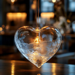 blown glass delicate heart ornament