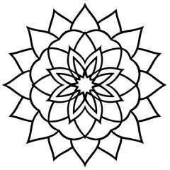 Floral Mandala Line Art Design