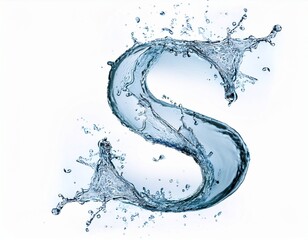 letter s made of water splash isolated on white background