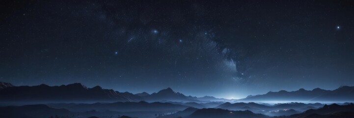 Deep midnight blue, countless stars shimmer, endless expanse ,  deep,  vast,  universe