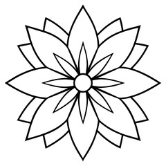 Graceful Line Art of a Cosmic Floral Mandala