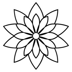 Graceful Line Art of a Cosmic Floral Mandala