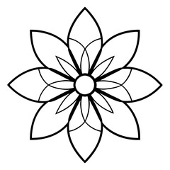 Graceful Line Art of a Cosmic Floral Mandala