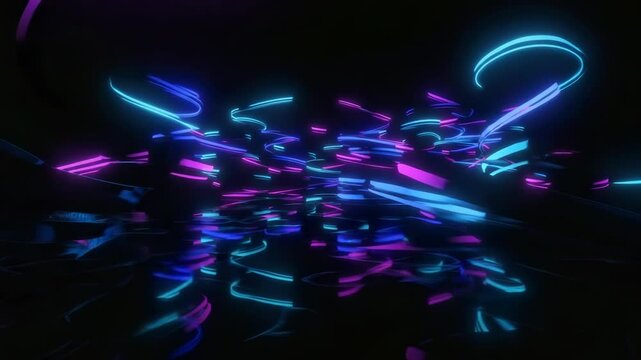 Neon abstract lines art