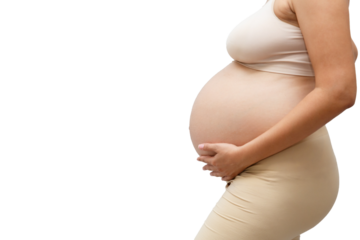 Portrait of a pregnant woman touching her big belly close up, mother, pregnancy, people and expectation. Woman holding big pregnant stomach