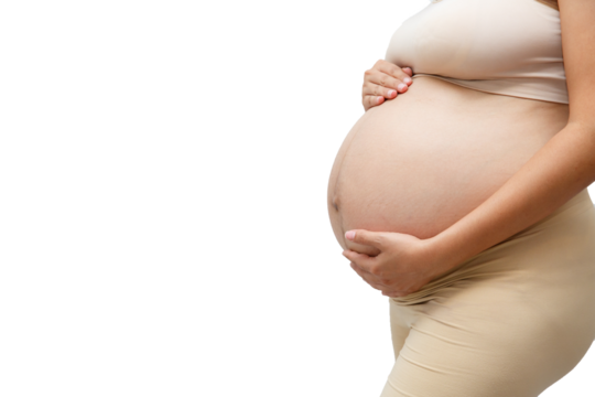 Portrait of a pregnant woman touching her big belly close up, mother, pregnancy, people and expectation. Woman holding big pregnant stomach