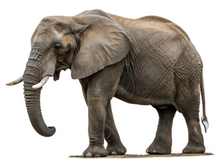 Fototapeta premium Elephant in Natural Pose Isolate on transparent background cutout, PNG file, Cutout file